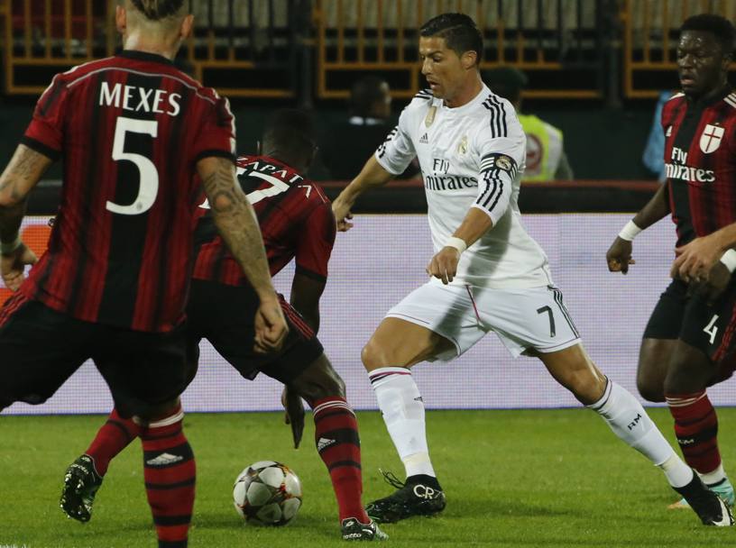 La rete di Cristiano Ronaldo ha riaperto la partita dopo la doppietta rossonera. Afp 